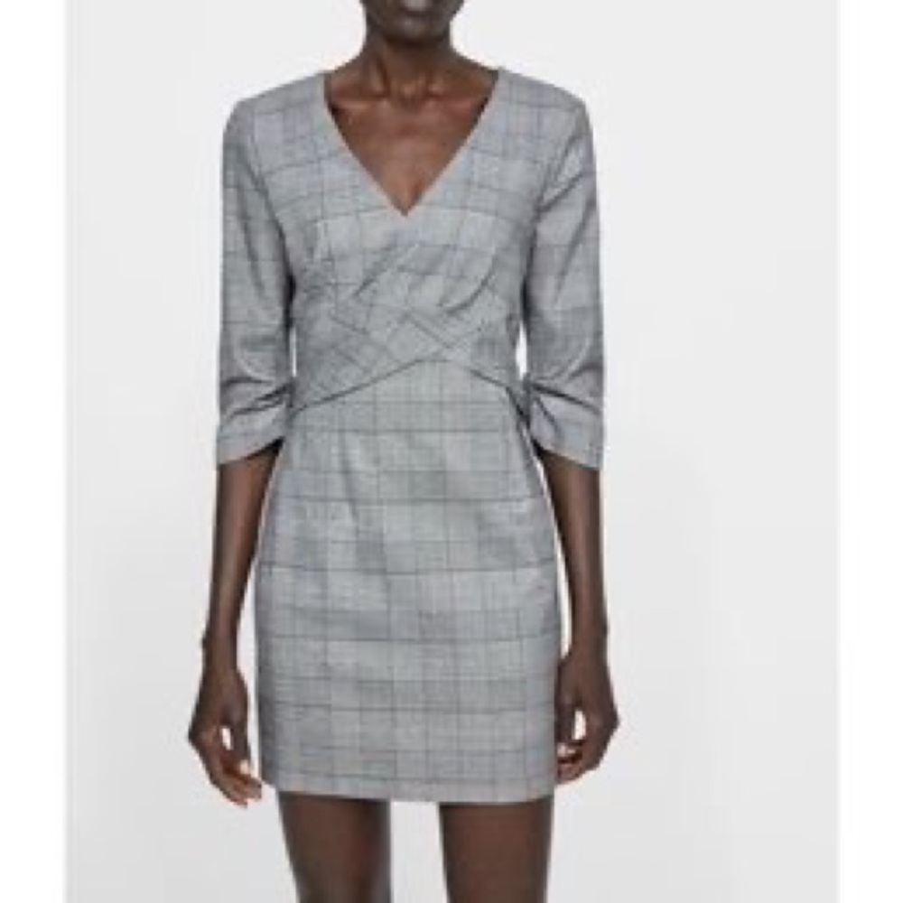 Zara Gray Plaid Mini Dress